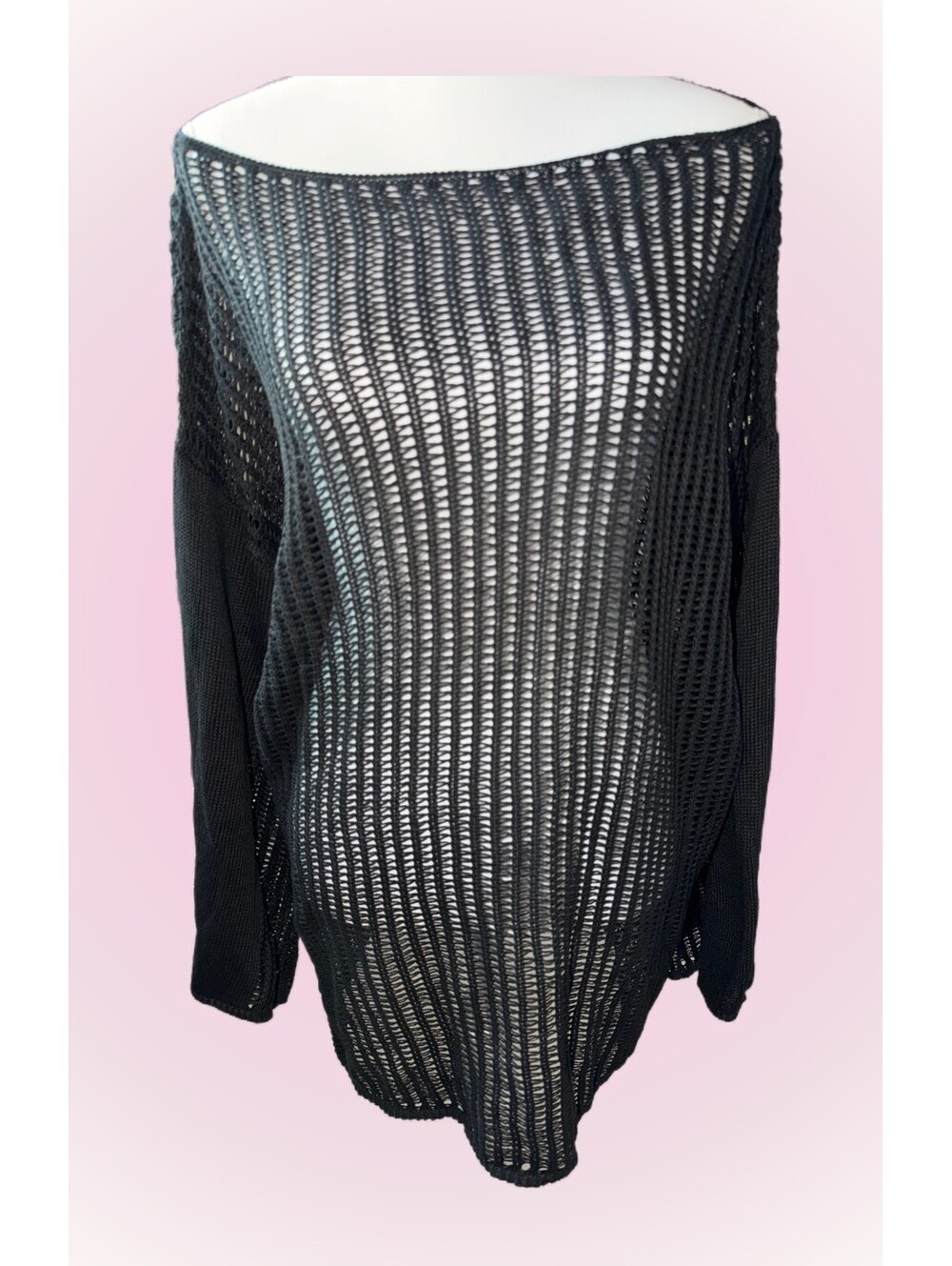 Womens Plus Size 3XL Black Knit Swim Cover Up or Knit See Through Tunic | SHEIN